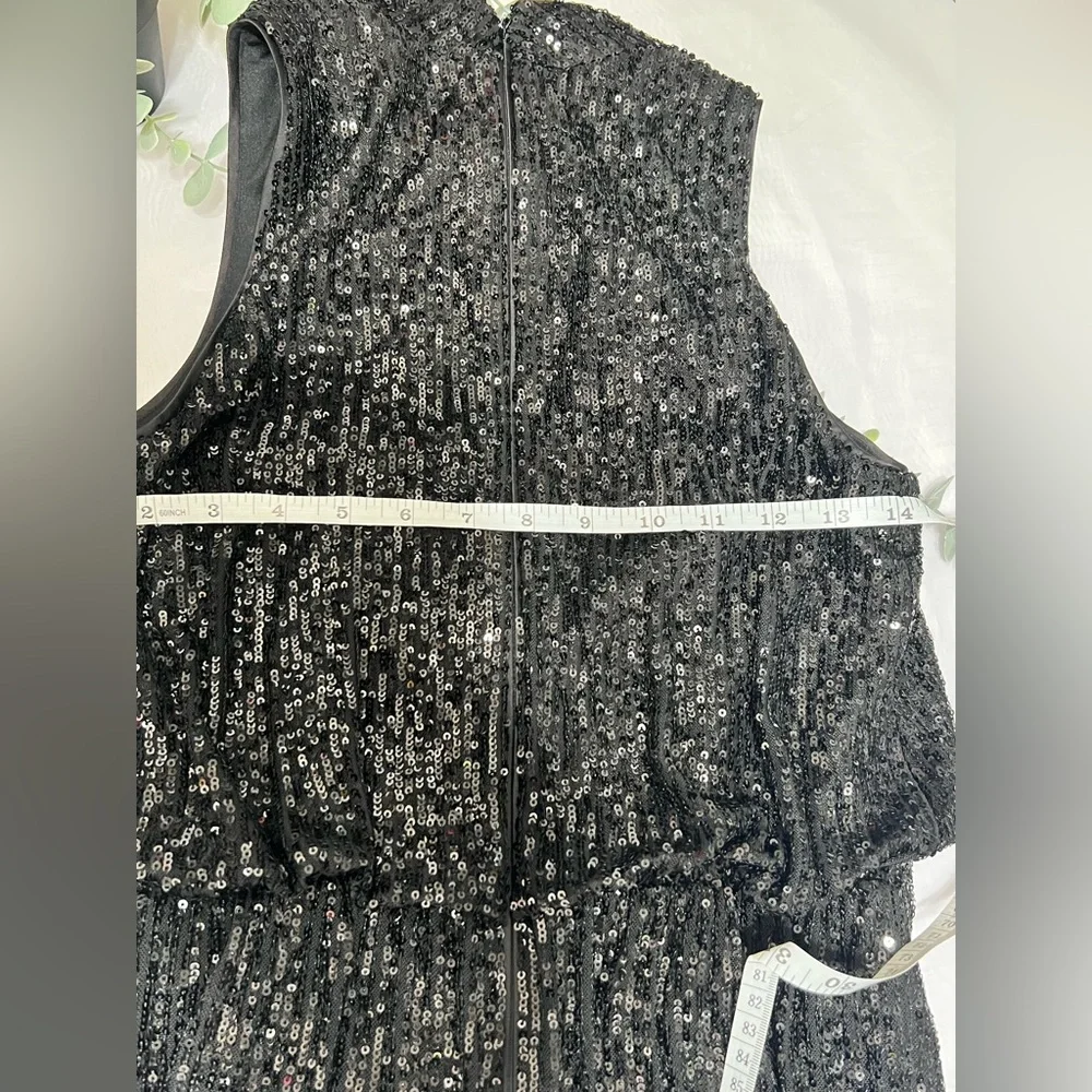 Eliza J Black Sequined Mini Cocktail Party Feather Bottom Dress Size 4 - Picture 13 of 14